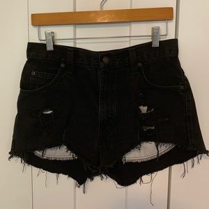 Distressed jean shorts